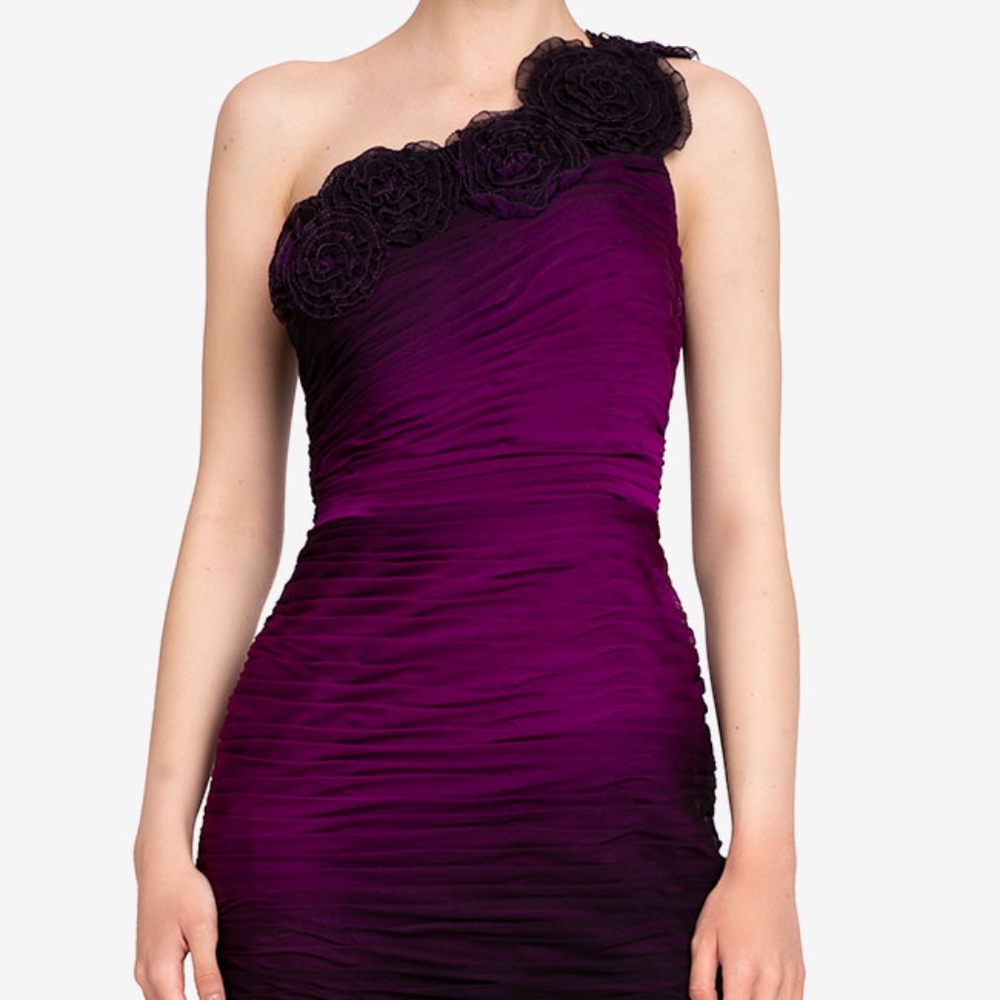 $349 Adrianna Papell Chiffon Floral Overlay Pleat Sheath Dress Women’ Size 12